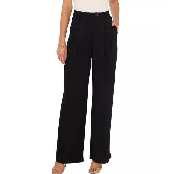 1.STATE Pleated Wide Leg Pants Rich Black 10
